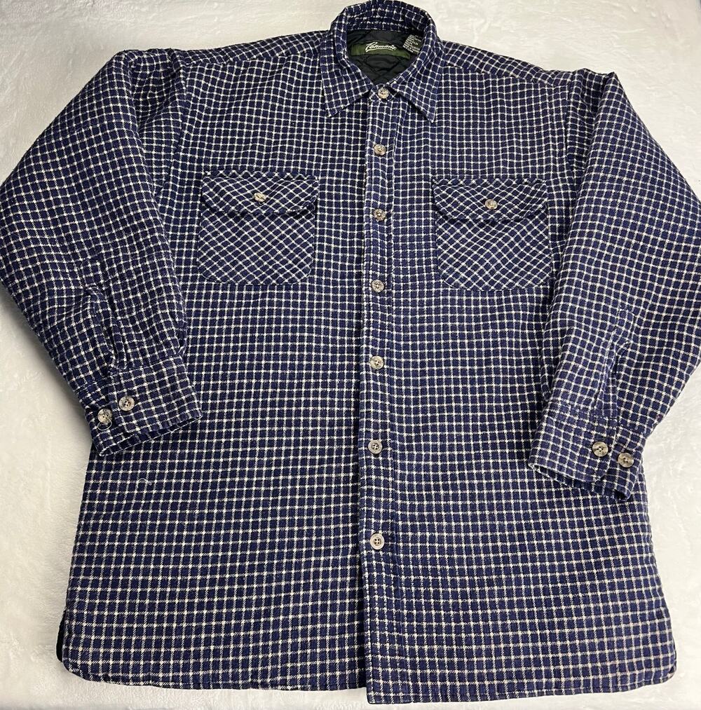 Penmans Vintage Blue Plaid Insulated Button Down Shirt Jacket Men's Size Medium